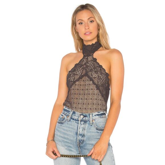 Nightcap Clothing Black Nude Lace Halter top - Picture 2 of 5